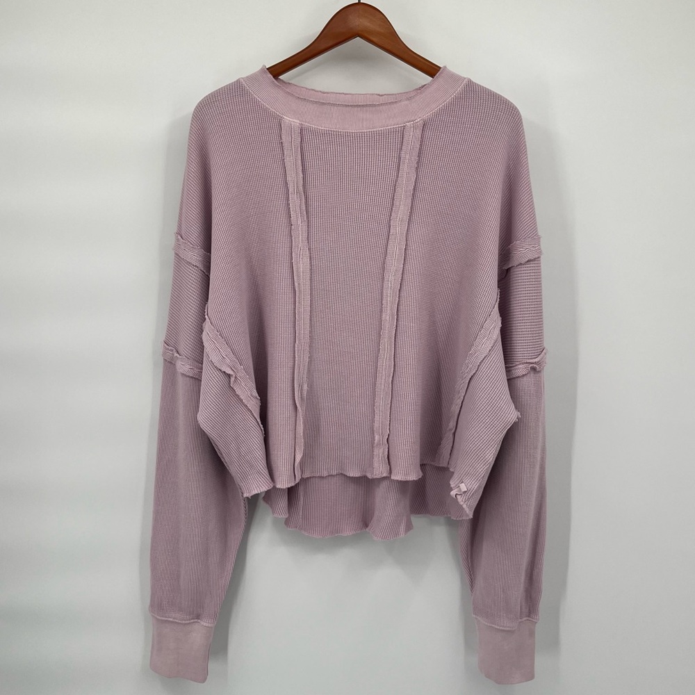 NWT We The Free People Lavender Ellie Thermal Oversized Top M - Picture 4 of 11